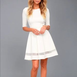 Lulus S Sheer Factor White Mesh Skater Dress